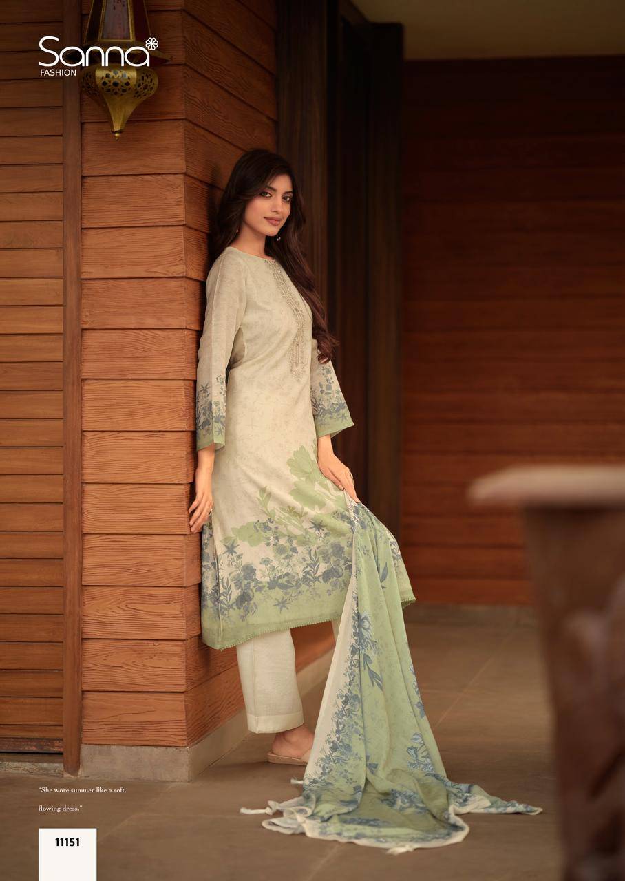 SAFIRA By SANNA Fashion 11149 TO 11154 series Beautiful Festive Suits Stylish PURE HAMP LINEN PRINTED Dresses At Wholesale Price